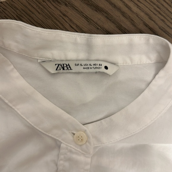 Zara White Oversized Linen Button Down with Pockets - Picture 3 of 3